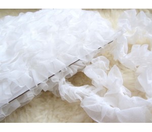 Rüschenborte 40mm breit - WEISS